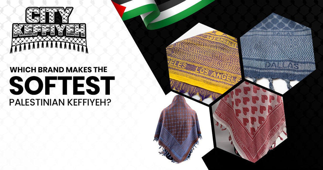 Softest Palestinian keffiyeh scarf by City Keffiyeh in traditional black and white pattern