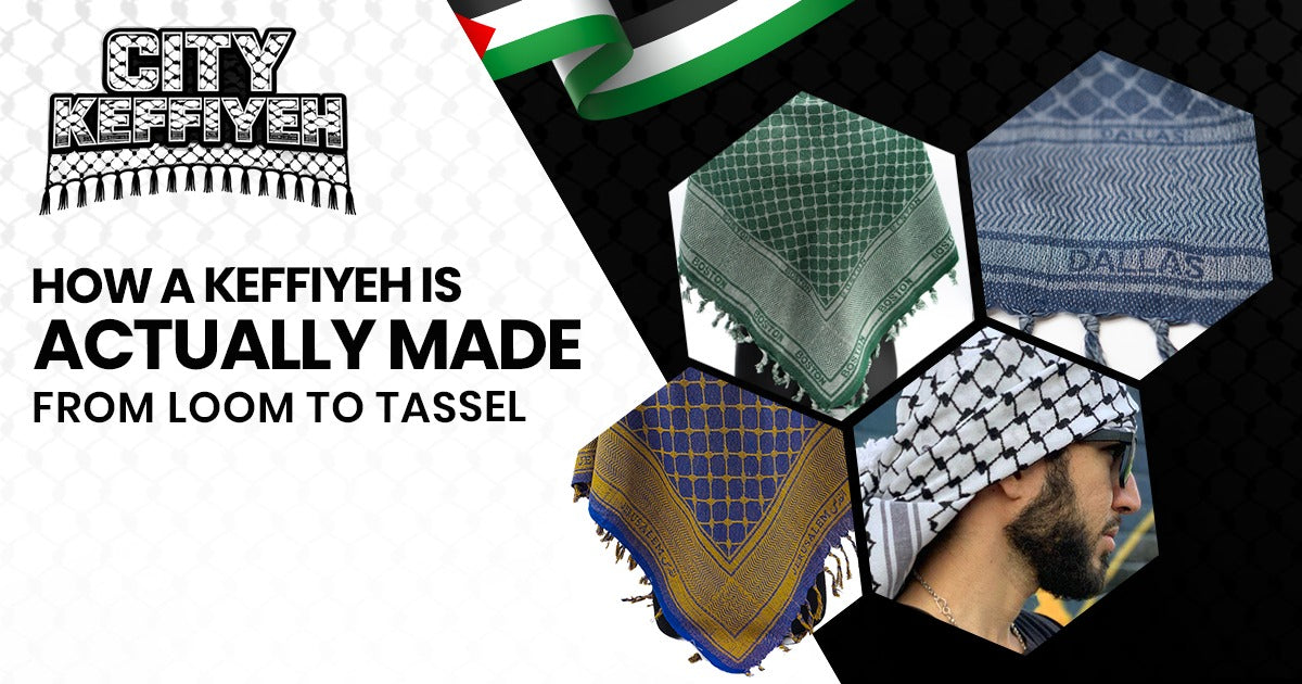 How a keffiyeh is made on a traditional loom from yarn to finished tassels