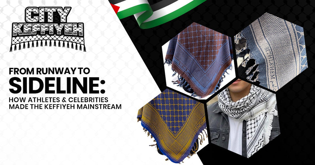 Athletes and celebrities wearing keffiyeh fashion from runway to sideline