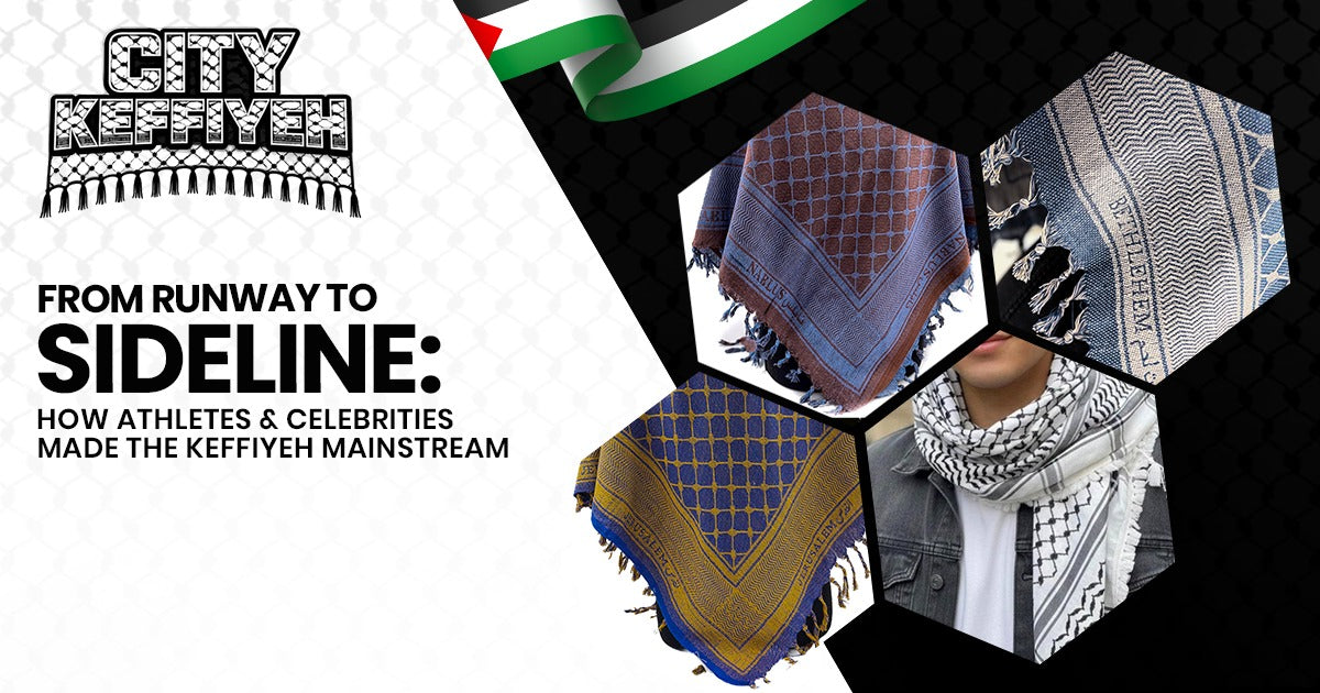 Athletes and celebrities wearing keffiyeh fashion from runway to sideline